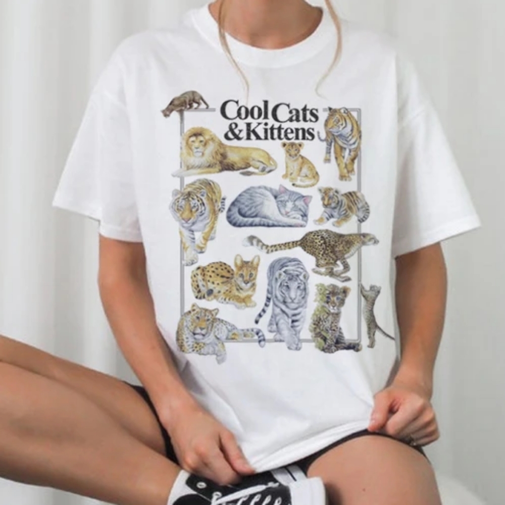 Cool Cats and Kittens Vintage Tee, Size Medium